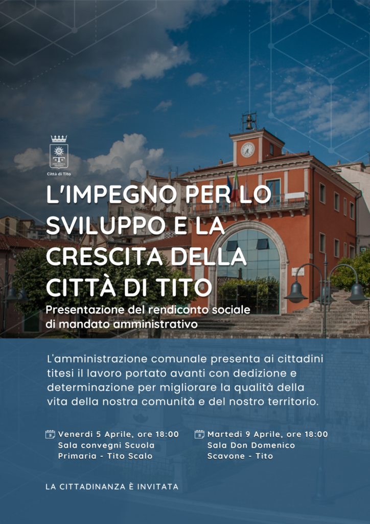 TITO, DOPPIO APPUNTAMENTO IL 5 E 9 APRILE tito