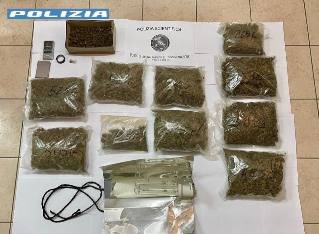 Policoro, 30enne arrestato dalla Polizia di Stato con 4,956 kg. di marijuana. Denunciata la compagna. compagna,marijuana