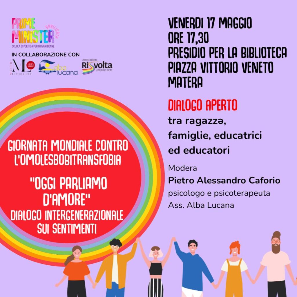 Prime Minister Basilicata: combattere l’omolesbobitransfobia con il dialogo intergenerazionale