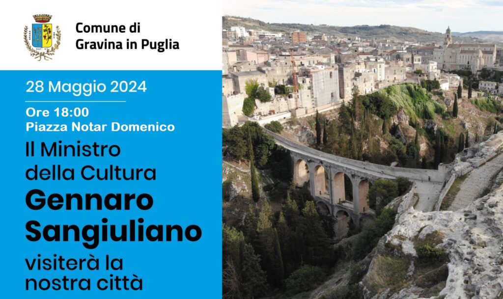 Gravina nell’agenda del Ministro della Cultura Gennaro Sangiuliano Sangiuliano