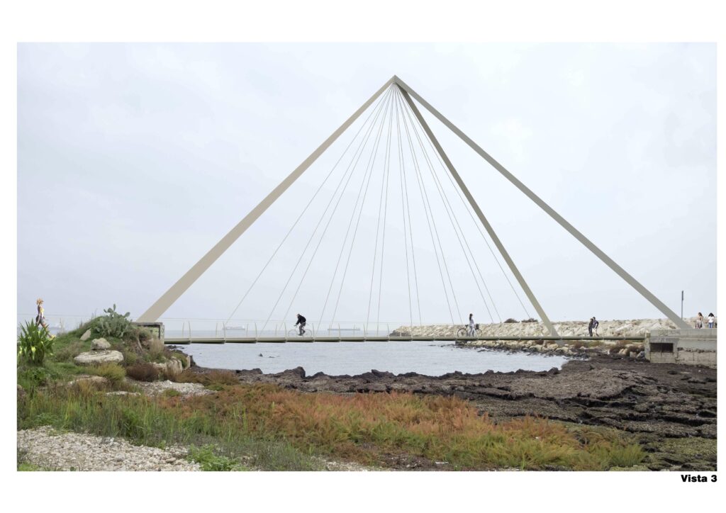 GIUNTA APPROVA PROGETTO PRELIMINARE PER LA REALIZZAZIONE DI UN PONTE CICLOPEDONALE STRALLATO SU LAMA BALICE E LA MESSA IN SICUREZZA DELL’ITINERARIO CICLABILE LUNGO STRADA DEL BARACCONE progetto