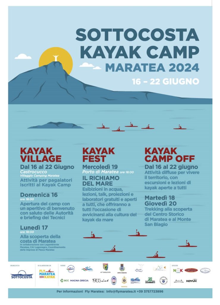 Maratea, 15 – 22 giugno 2024 SOTTOCOSTA KAYAK CAMP Maratea ospita il più grande evento italiano dedicato al kayak da mare kayak