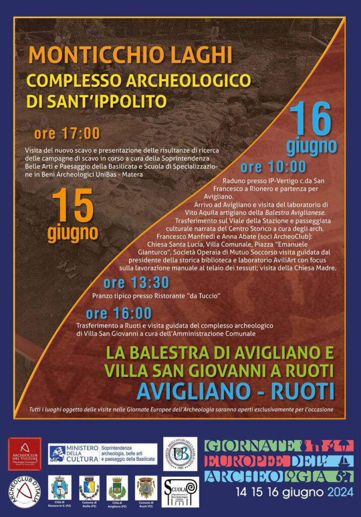 L’ArcheoClub del Vulture “G. Catenacci” organizza le Giornate Europee dell’Archeologia, al via la tre giorni del 17, 18 e 19 giugno alla scoperta della Regione del Vulture
