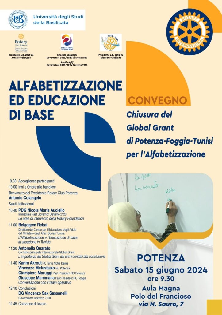 Il Rotary Club Potenza per contrastare l’analfabetismo in Tunisia potenza