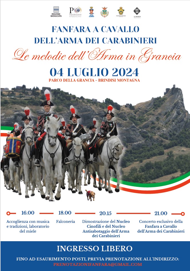 PARCO DELLA GRANCIA: TUTTO PRONTO PER IL CONCERTO DELLA FANFARA A CAVALLO DELL’ARMA DEI CARABINIERI DI GIOVEDÌ 4 LUGLIO.