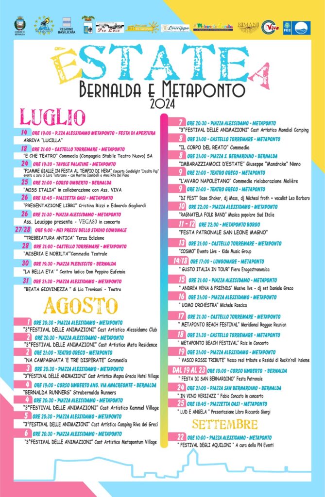 A Bernalda e Metaponto una estate ricca di eventi tra musica, teatro, sport e tradizioni metaponto