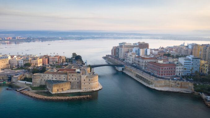 Aerial view of Taranto city, Puglia. Italy
