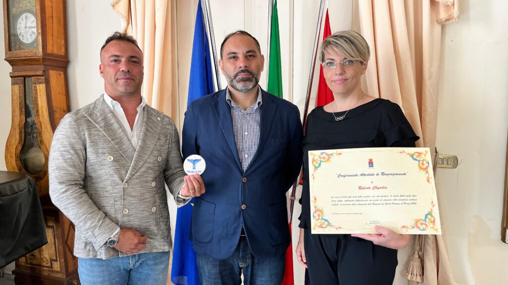 Il Comune di Taranto celebra l’eccellenza sportiva di Roberta Chyurlia