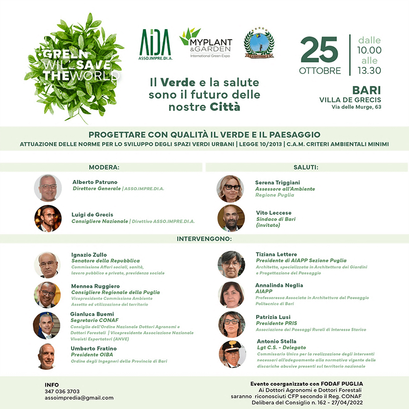 Il Verde e la salute sono il futuro delle nostre Città futuro
