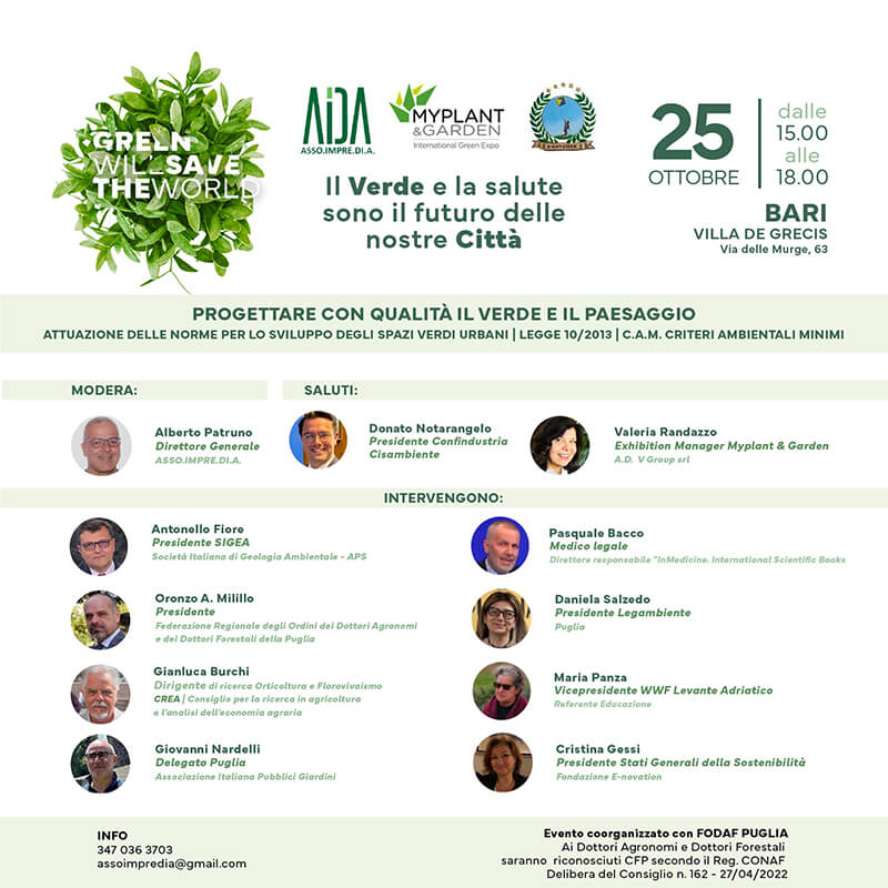 Il Verde e la salute sono il futuro delle nostre Città futuro