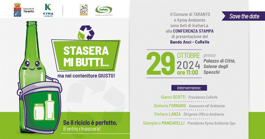 CONFERENZA STAMPA DI PRESENTAZIONE DEL PROGETTO “STASERA MI BUTTI…MA NEL CONTENITORE GIUSTO”