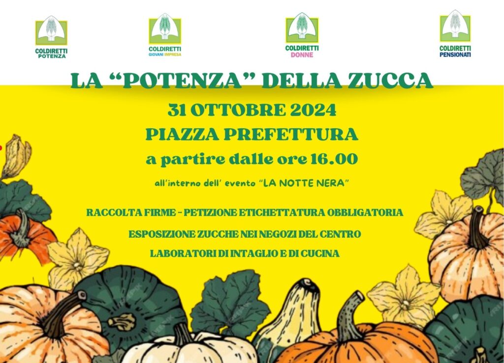 A Potenza Coldiretti domani in piazza con “La potenza della zucca”