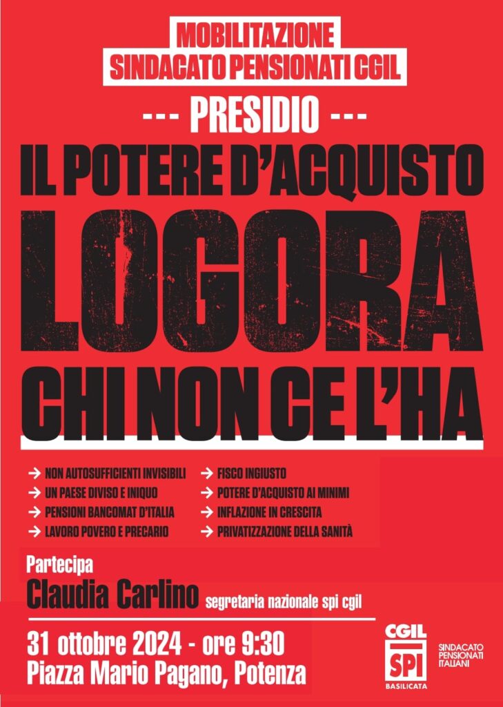 Spi Cgil Basilicata_pensionati in piazza 31 ottobre a Potenza