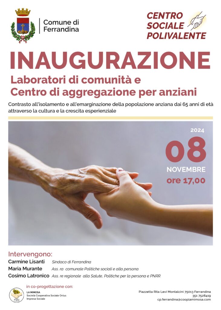 Ferrandina: nasce il nuovo Centro Sociale Polivalente per unire le generazioni ferrandina