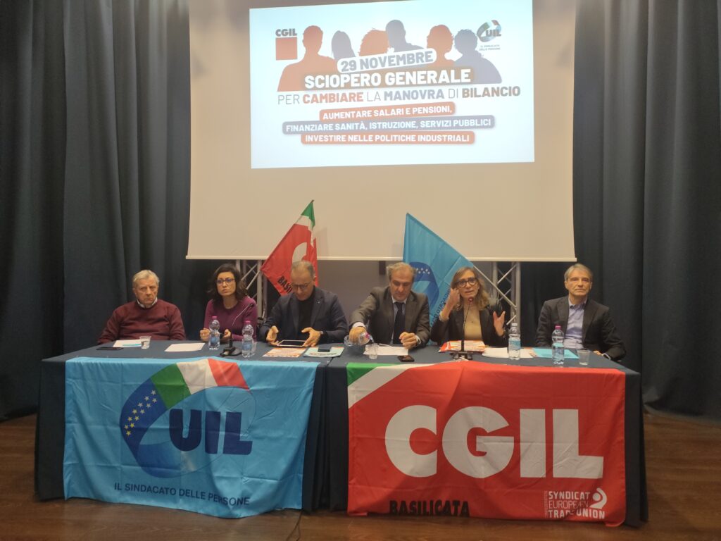 Cgil Uil Basilicata_sciopero 29 novembre_attivo unitario