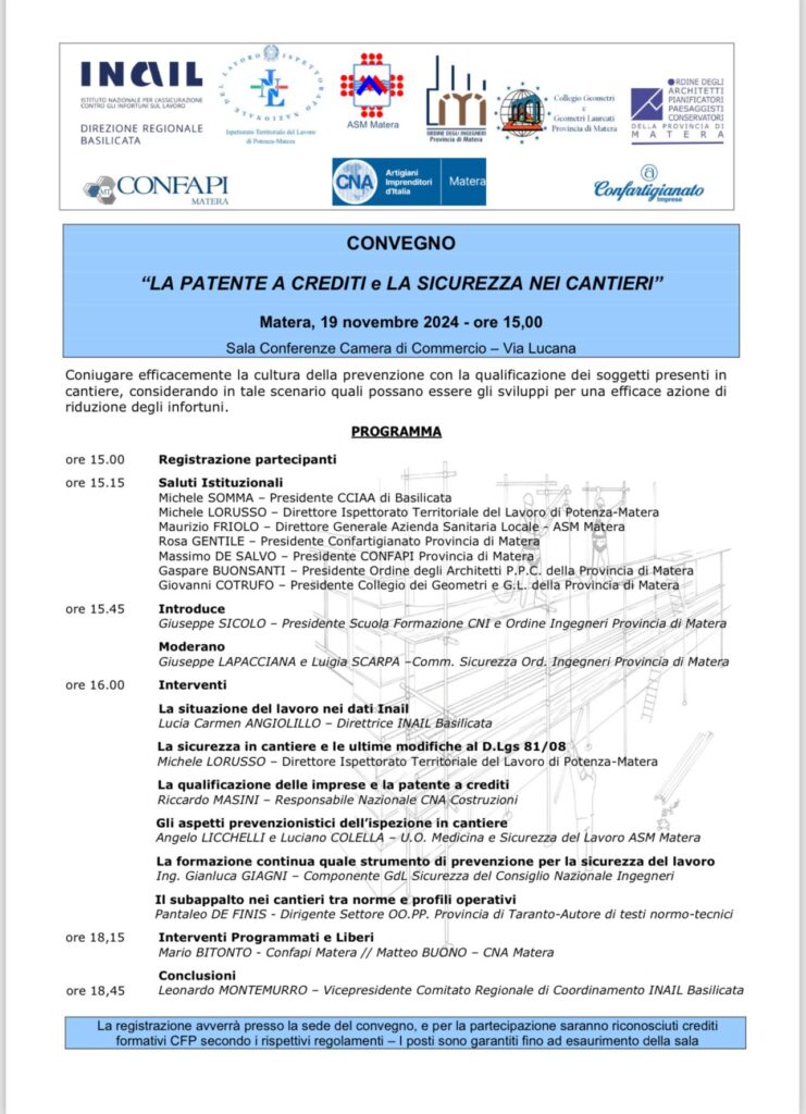 Convegno ''La patente a crediti e la sicurezza nei cantieri