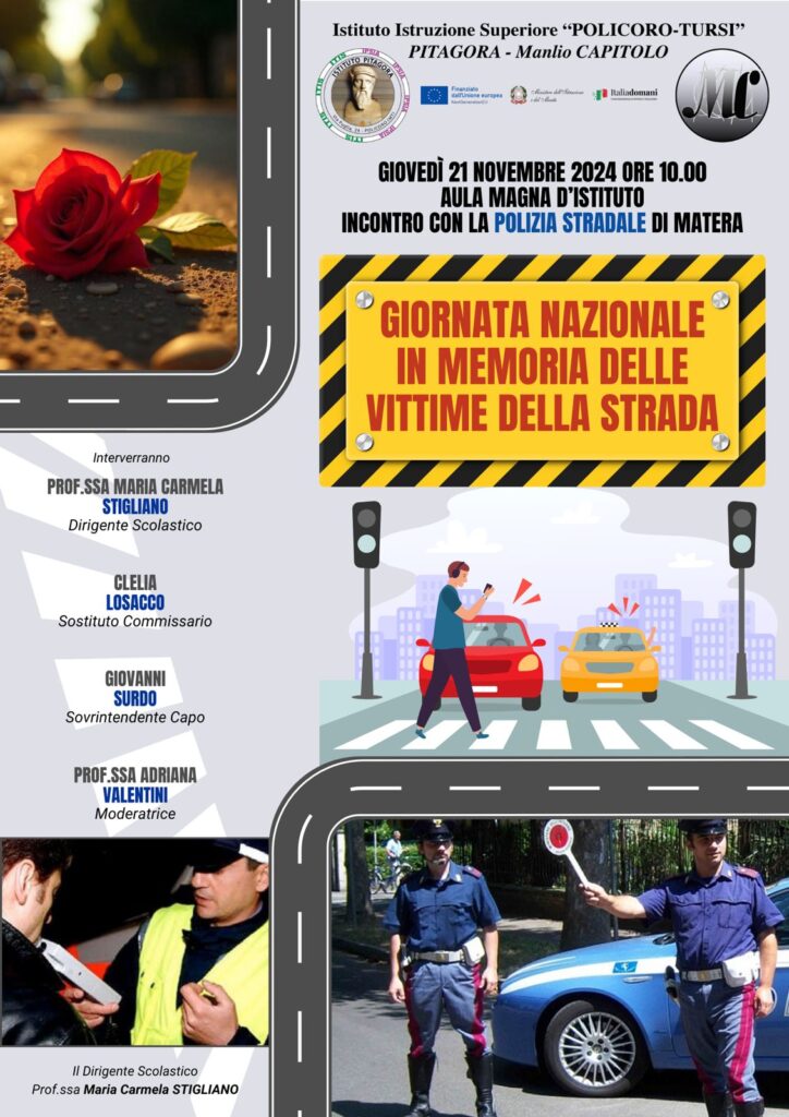 Giornata Nazionale in Memoria delle Vittime della Strada-21 novembre 2024 – Aula Magna IIS "Policoro-Tursi"