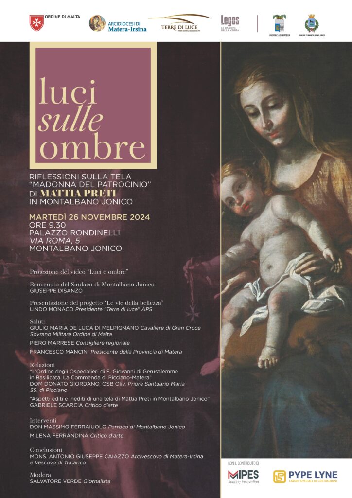 Diocesi di Matera-Irsina: convegno dedicato all'opera di Mattia Preti "La Madonna del Patrocinio" - Montalbano 26 novembre 2024
