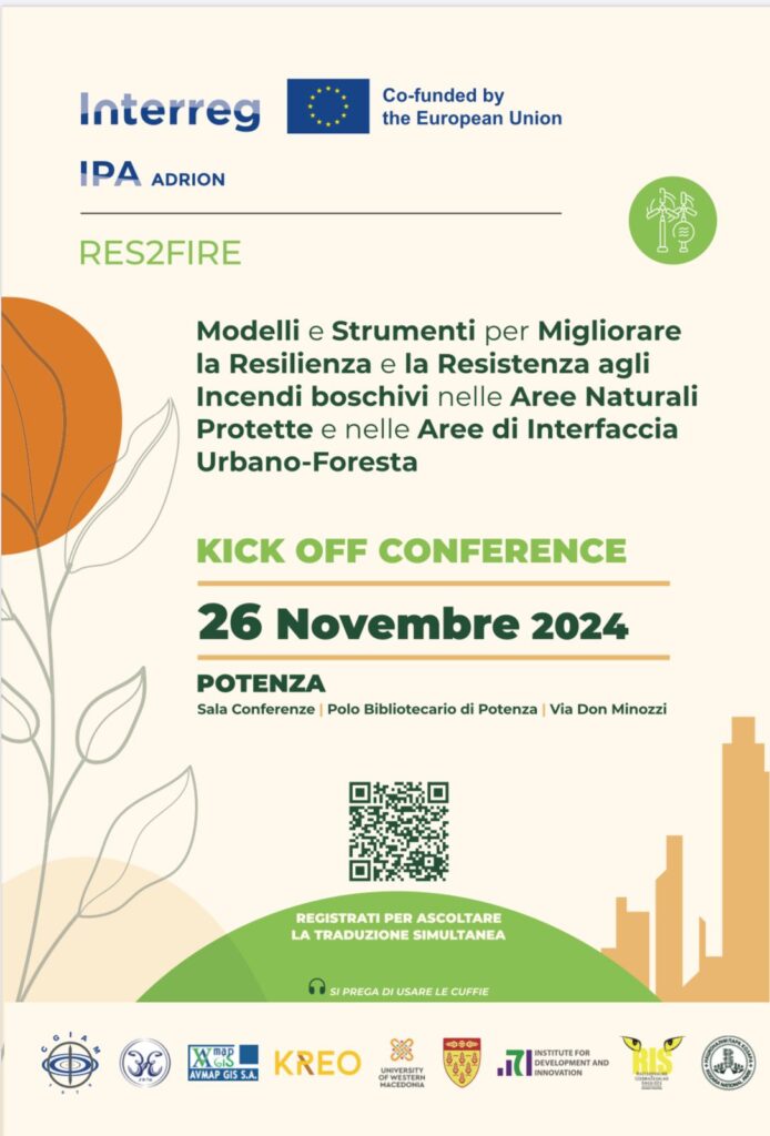 Incendi boschivi nel Mediterraneo: a Potenza l’evento di presentazione del progetto europeo “RES2FIRE”