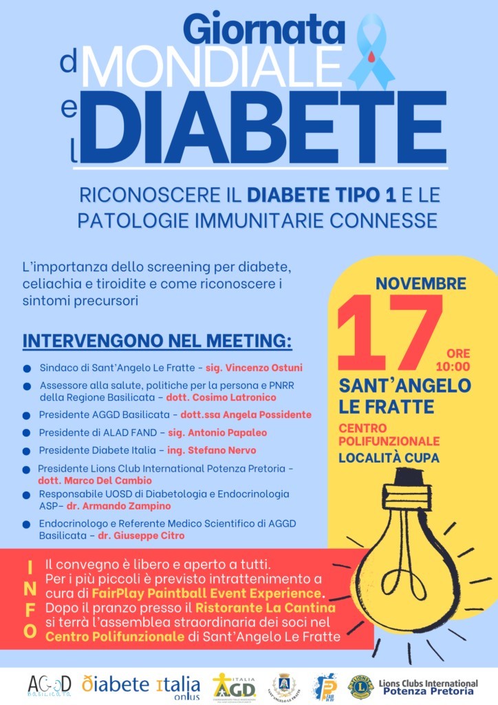 Giornata Mondiale Diabete, 14 novembre - Le iniziative di AGGD Basilicata