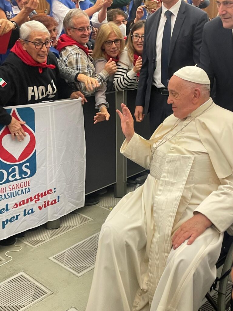I donatori Fidas accolti da Papa Francesco in udienza privata.