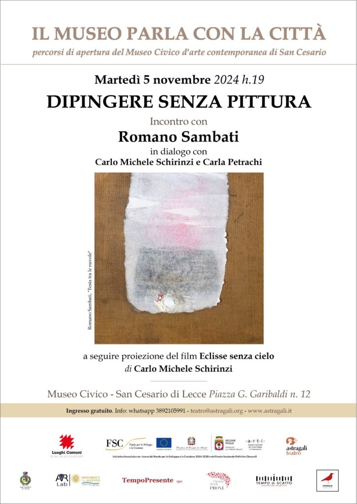 “Dipingere Senza Pittura”, incontro con l’artista Romano Sambati