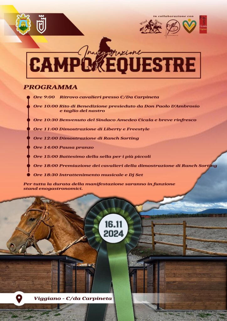 Sabato 16 novembre inaugurazione del Campo Equestre a Viggiano