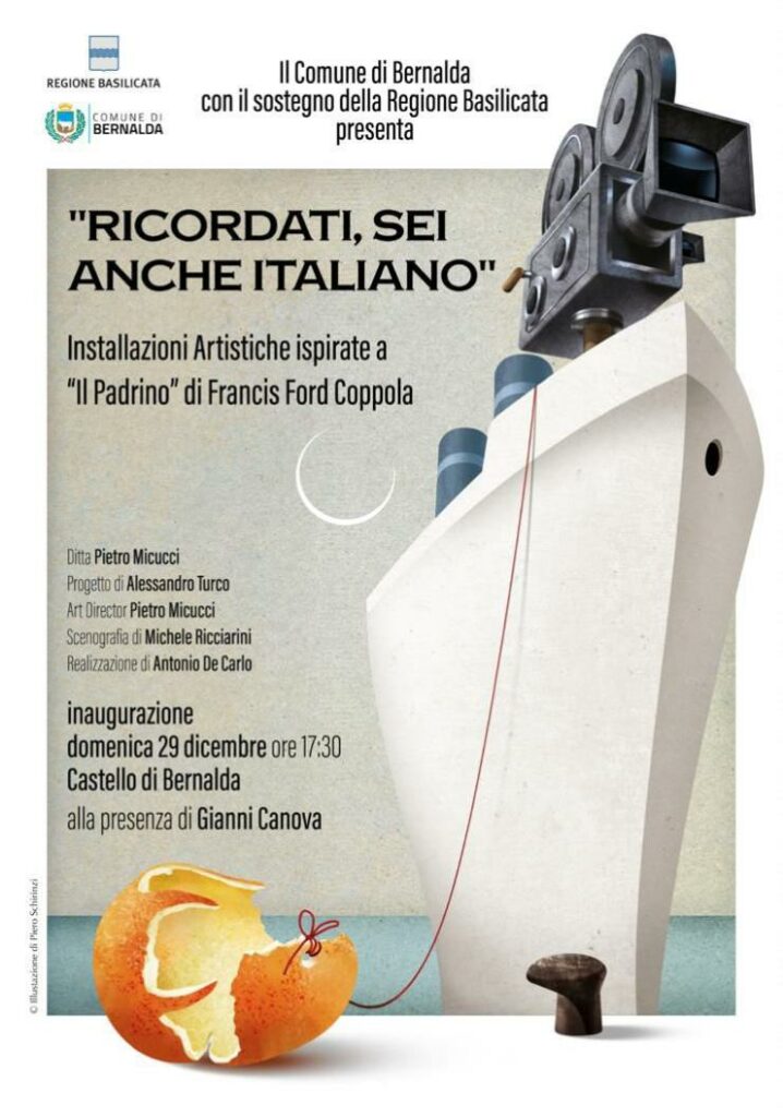 Inaugurazione delle prime sale del futuro Museo del Cinema di Bernalda e delle installazioni artistiche ispirate a “il Padrino” di Francis Ford Coppola francis ford coppola