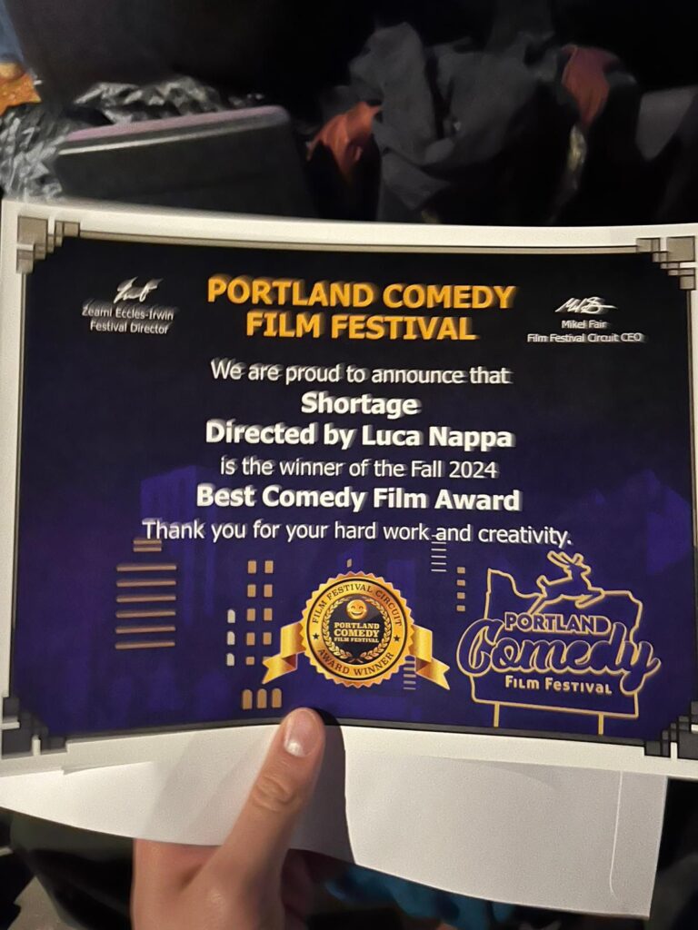 Regista Nappa ha vinto al festival di cinema Portland Comedy Film Festival (Usa)