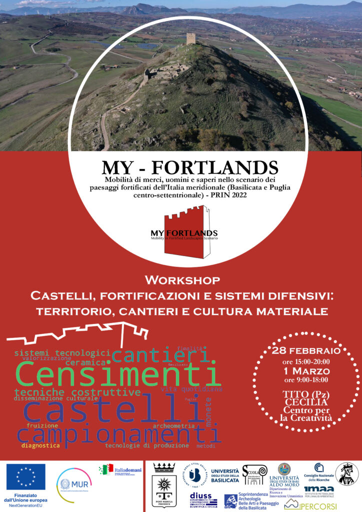 IL 28 FEBBRAIO E 1° MARZO A TITO IL WORKSHOP "CASTELLI, FORTIFICAZIONI E SISTEMI DIFENSIVI: TERRITORIO, CANTIERI E CULTURA MATERIALE"
