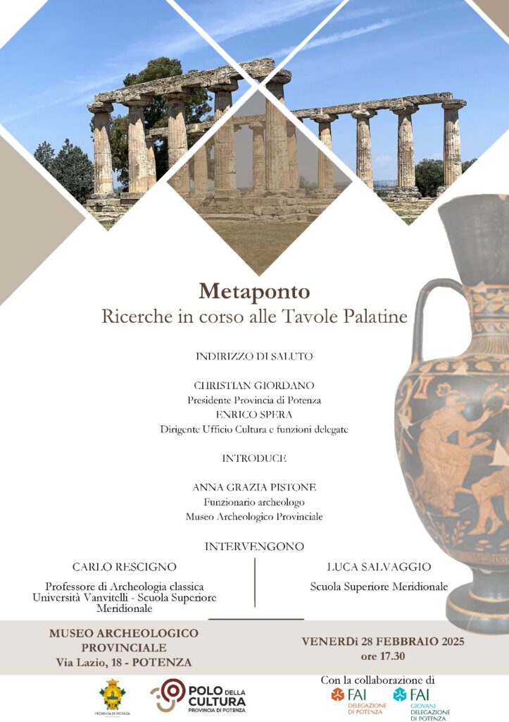 Ricerche in corso alle Tavole Palatine, seminario al Museo archeologico provinciale