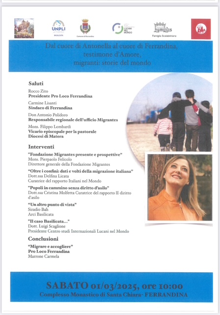 Fondazione Migrantes Basilicata - Centro Studi Internazionali Lucani nel Mondo - Pro Loco Ferrandina