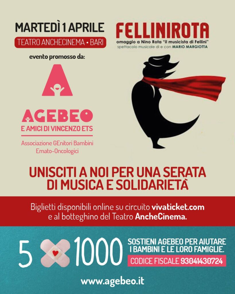 Agebeo e Amici di Vincenzo Odv Ets: stamattina la presentazione dello spettacolo “Fellinirota”, in programma il 1° aprile all’AncheCinema, e del cambio alla presidenza dell’associazione associazione