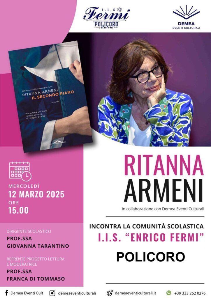Il 12 marzo la giornalista e scrittrice Ritanna Armeni presenta il suo libro al Fermi di Policoro