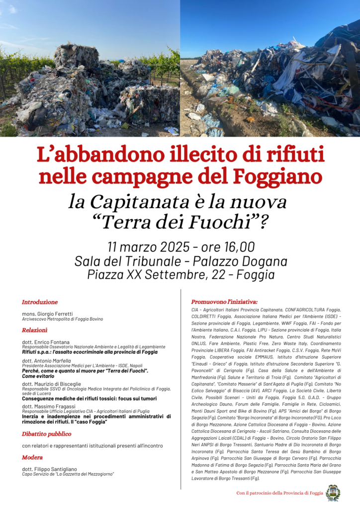 Rifiuti nelle campagne, da Foggia parte la mobilitazione: “Puglia aggredita”