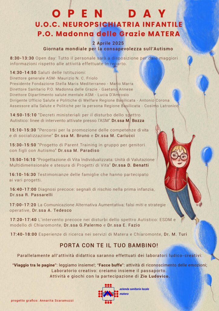 Giornata mondiale per la consapevolezza sull’Autismo: il 2 aprile Open Day all’Ospedale Di Matera
