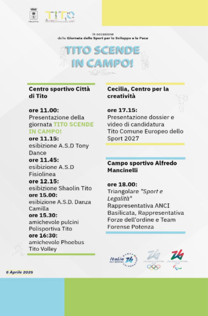 TITO SCENDE IN CAMPO" - 6 APRILE 2025 - PRESENTAZIONE UFFICIALE CANDIDATURA A COMUNE EUROPEO DELLO SPORT 2027