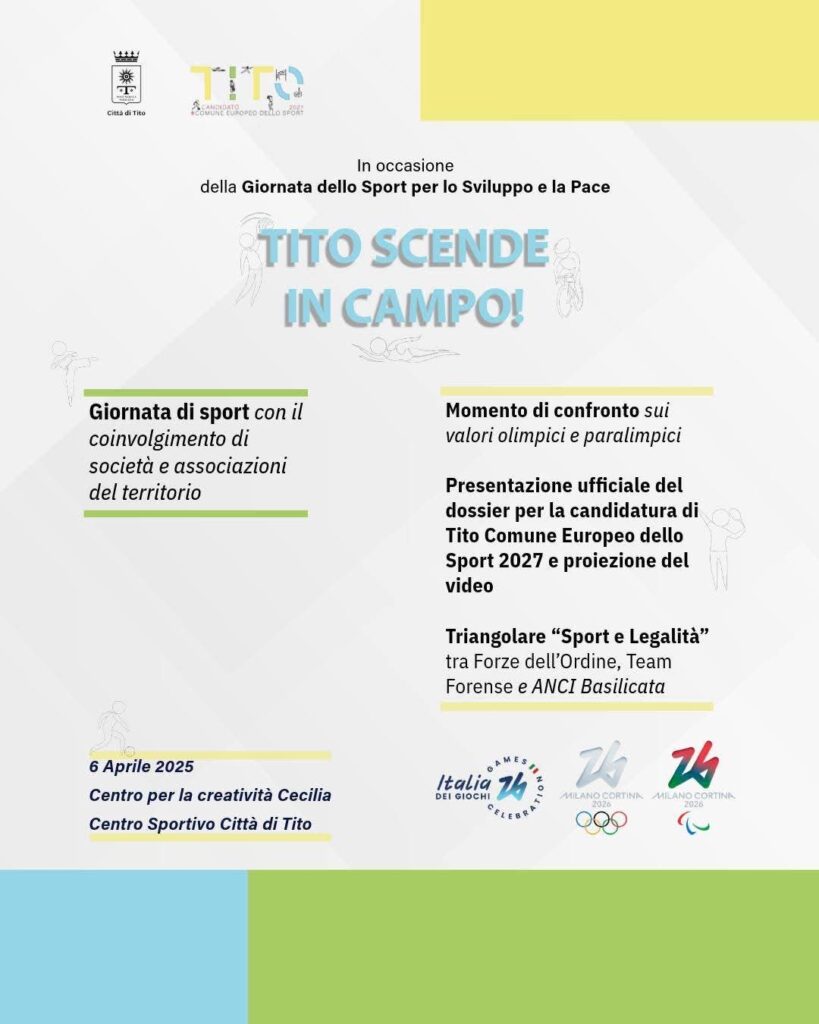 TITO SCENDE IN CAMPO" - 6 APRILE 2025 - PRESENTAZIONE UFFICIALE CANDIDATURA A COMUNE EUROPEO DELLO SPORT 2027