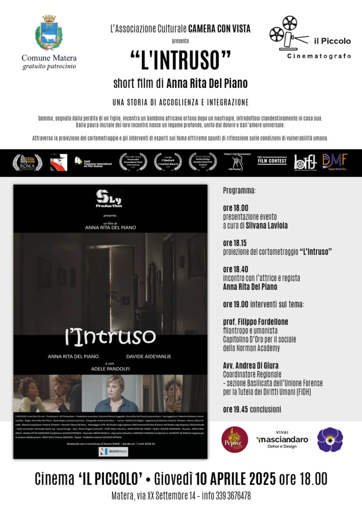 Evento di presentazione dello short film “l’intruso” dell'attrice e regista Anna Rita Del Piano. evento