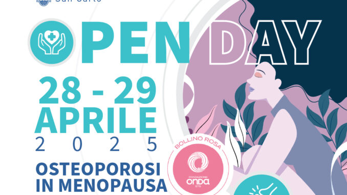 Locandina open day osteoporosi in menopausa - 28-29 aprile 2025
