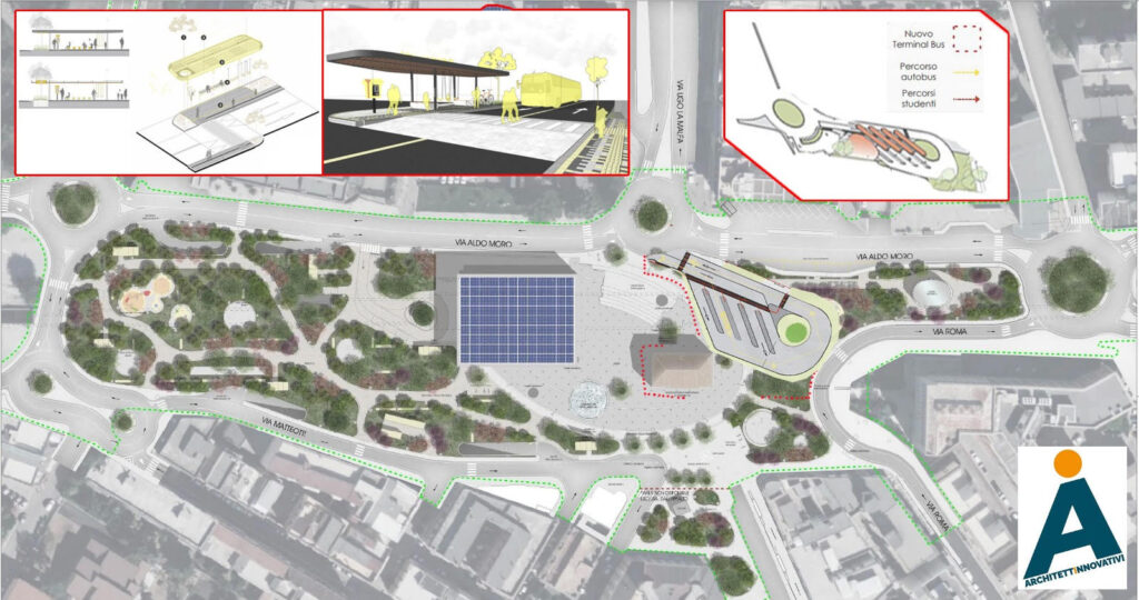 Terminal Bus in Piazza della Visitazione a Matera: la variante si può fare. Il progetto degli Architetti Innovativi