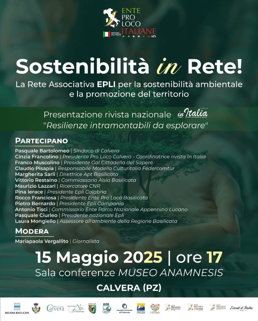 La Rete Ente Pro Loco Italiane organizza un incontro a Calvera per parlare di sostenibilità ambientale e promozione del territorio