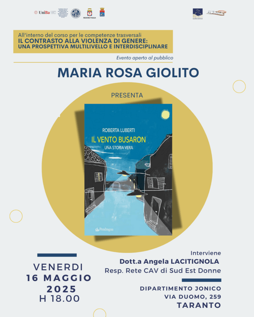 A TARANTO LA PRESENTAZIONE VENERDI 16 MAGGIO ALLE 18 PRESSO IL DIPARTIMENTO JONICO