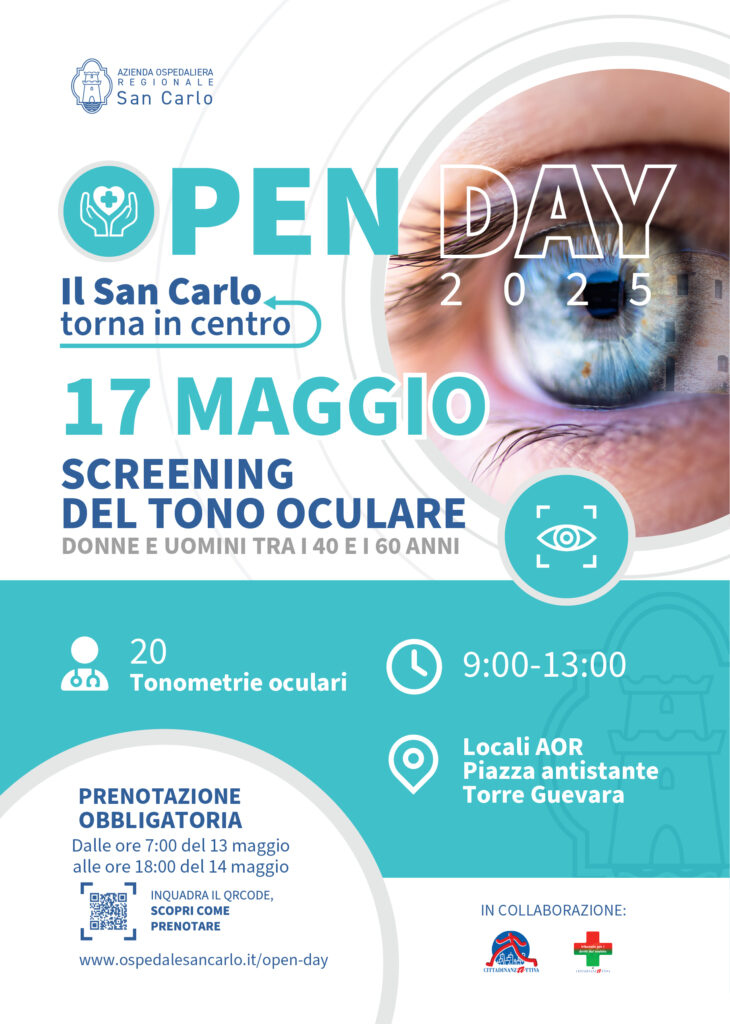 “Il San Carlo torna in Centro” con uno screening del tono oculare, prenotazioni aperte 13 e 14 maggio screening