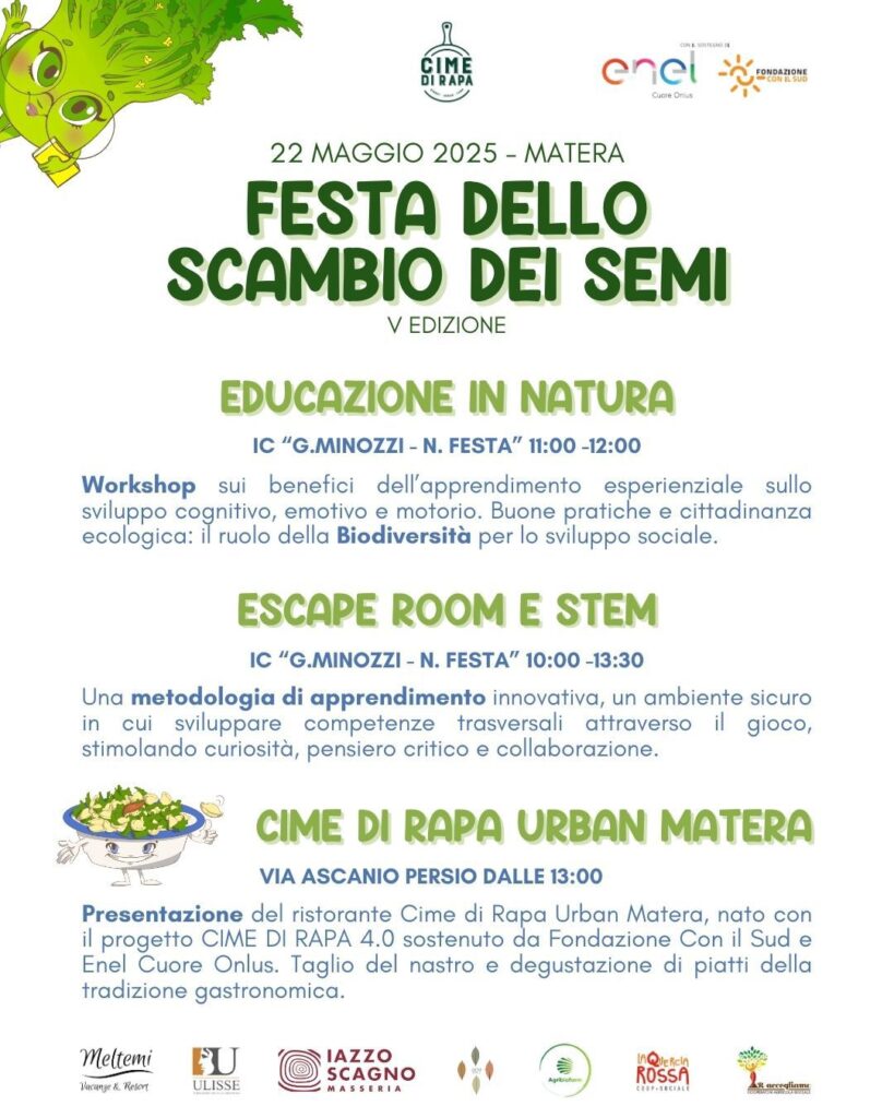 A Matera la Festa dello scambio dei semi promossa da Cime di Rapa Education