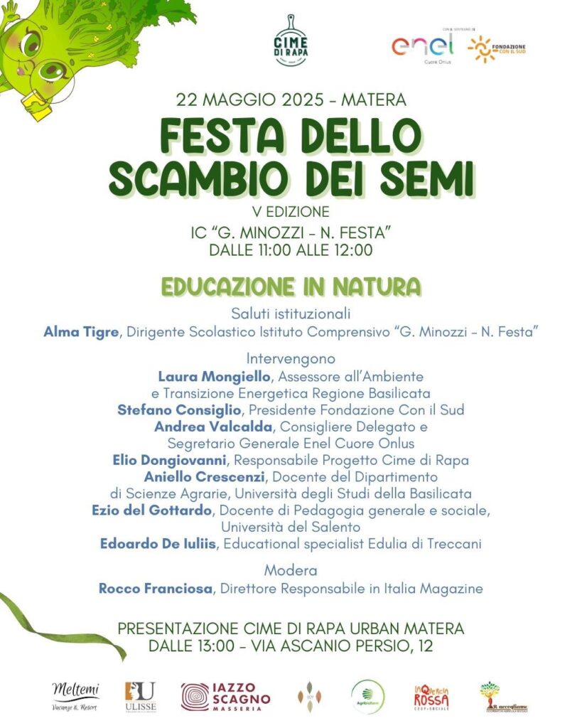 A Matera la Festa dello scambio dei semi promossa da Cime di Rapa Education