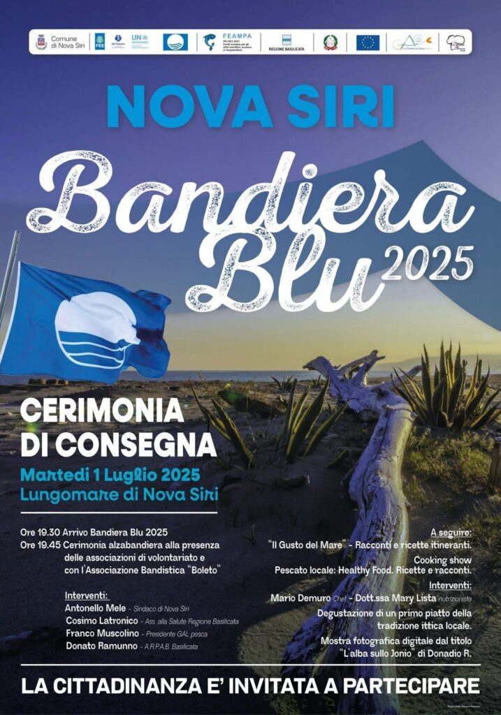 A Nova Siri il primo luglio la consegna ufficiale della Bandiera Blu 2025