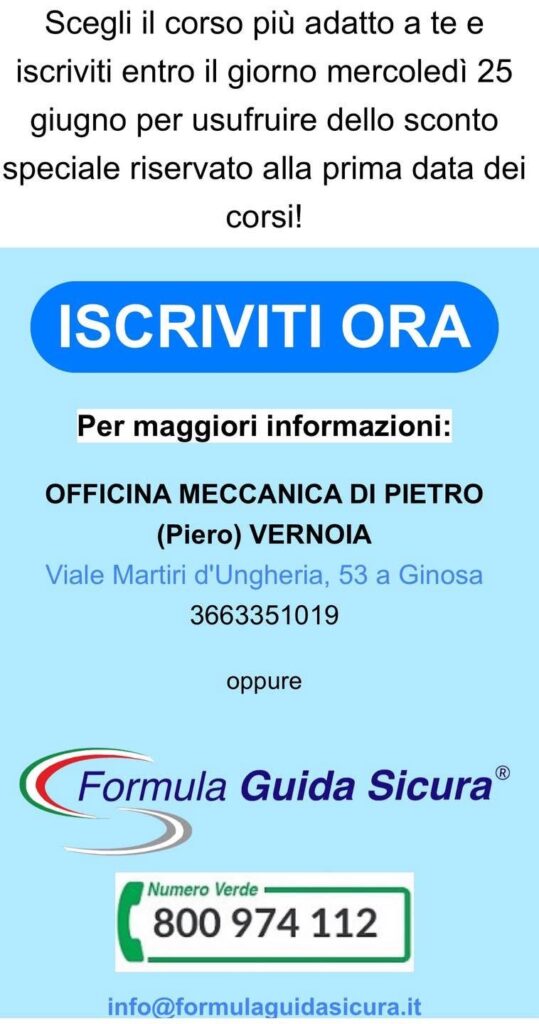 CORSO DI GUIDA SICURA A GINOSA! corso