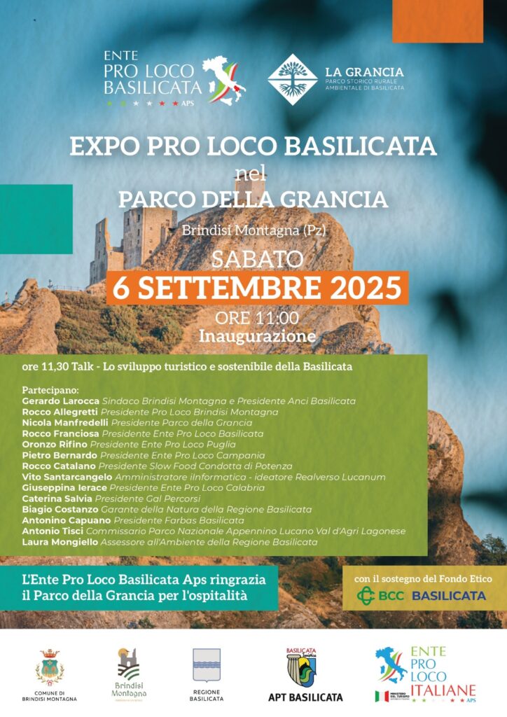 In programma sabato a Brindisi Montagna l' Expo Pro Loco Basilicata nel Parco della Grancia, raduno annuale delle Pro Loco affiliate alla Rete Ente Pro Loco Italiane basilicata